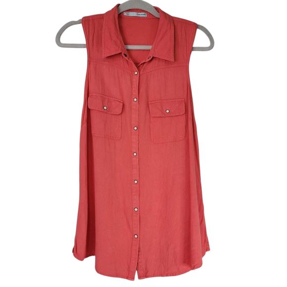 Maurices‎ Button Down Tank Top Coral Size L - Picture 2 of 11